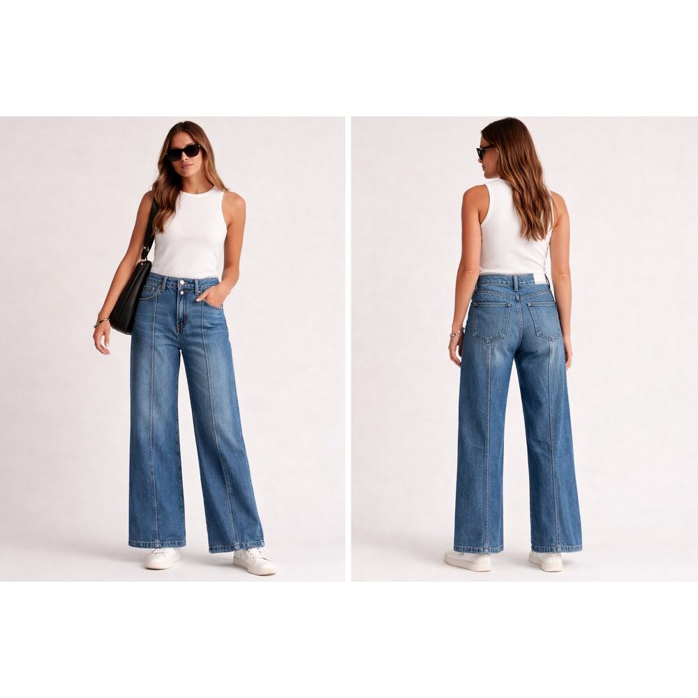 Pistola Jadyn Fluid Fabric Palazzo Jean Wide Leg Celebration Wash Size 25